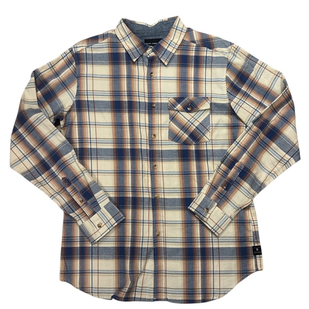 Ocean Current NEW Blue and Cream Plaid Shirt L